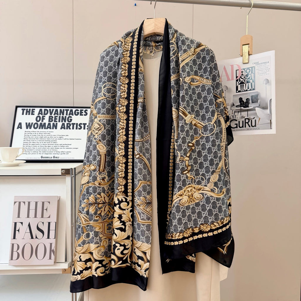 Stylish GG-Pattern Silk Square Scarf