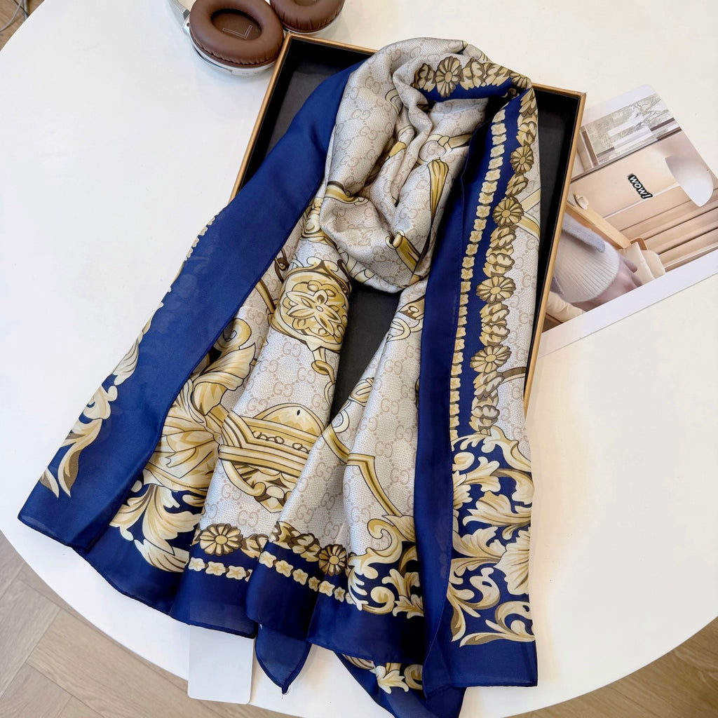 Stylish GG-Pattern Silk Square Scarf