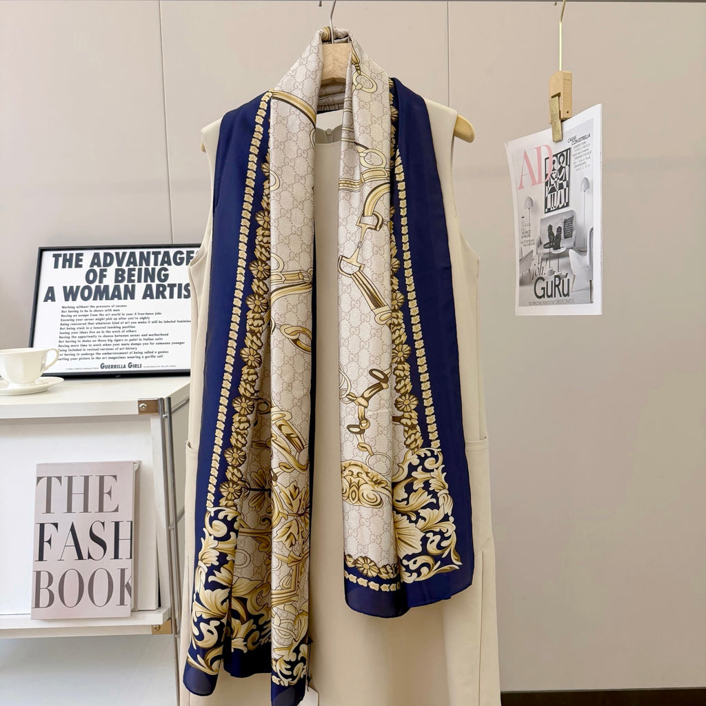 Stylish GG-Pattern Silk Square Scarf