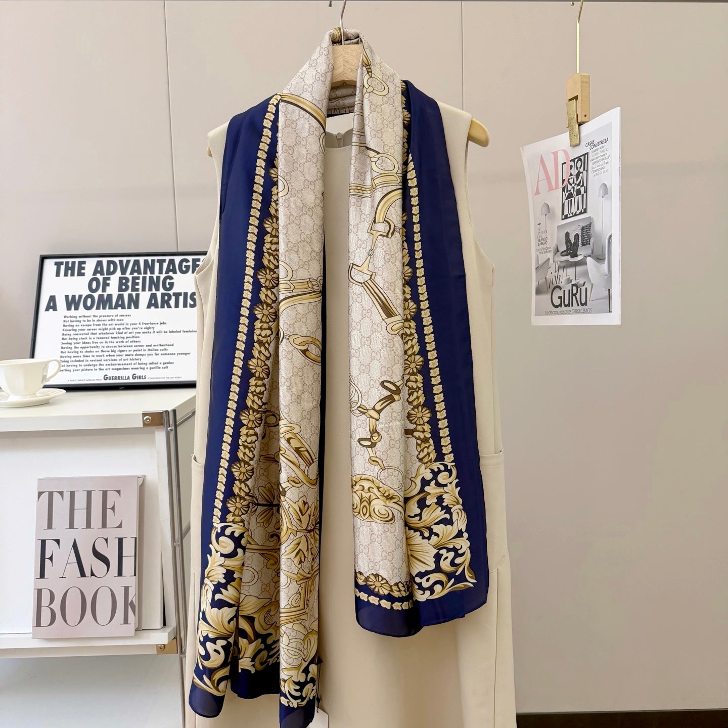 Stylish GG-Pattern Silk Square Scarf
