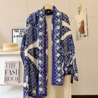 Stylish Four-Leaf Clover Print Silk Square Scarf