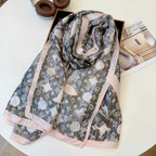 Stylish Four-Leaf Clover Print Silk Square Scarf