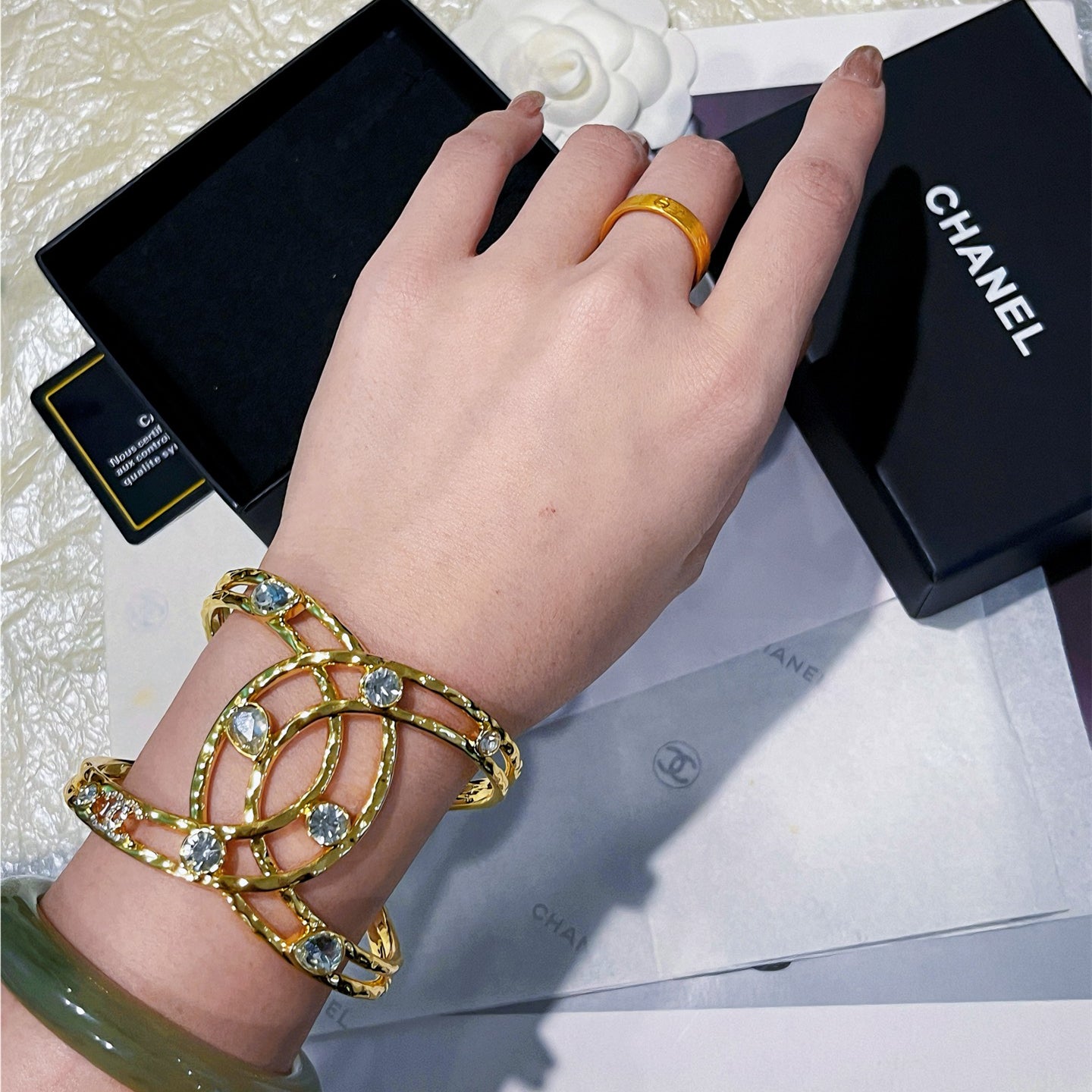 Stylish Rhinestone CC Bracelet