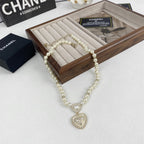 CC Fashion Pearl &amp; Heart Pendant Necklace