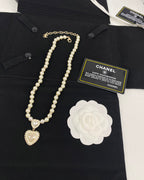 CC Fashion Pearl &amp; Heart Pendant Necklace