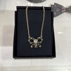 CC Fashion Rhinestone Bow Pendant Necklace