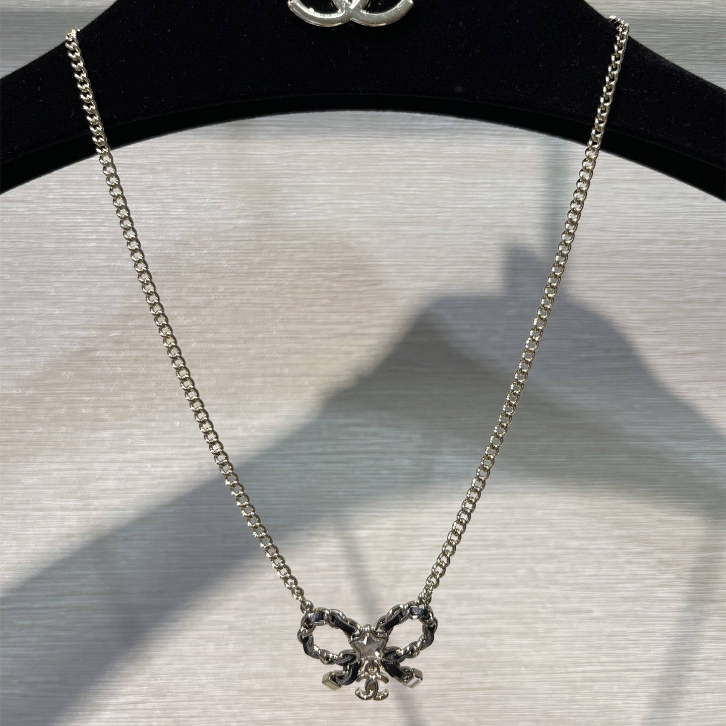 CC Fashion Rhinestone Bow Pendant Necklace