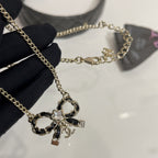 CC Fashion Rhinestone Bow Pendant Necklace