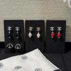 Stylish CC Pendant Pearl Earrings