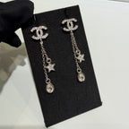 Stylish CC Rhinestone Star Pendant Earrings