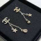 Stylish CC Rhinestone Star Pendant Earrings
