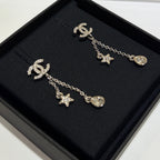 Stylish CC Rhinestone Star Pendant Earrings