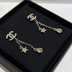 Stylish CC Rhinestone Star Pendant Earrings