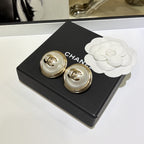 Stylish Round Pearl CC Earrings