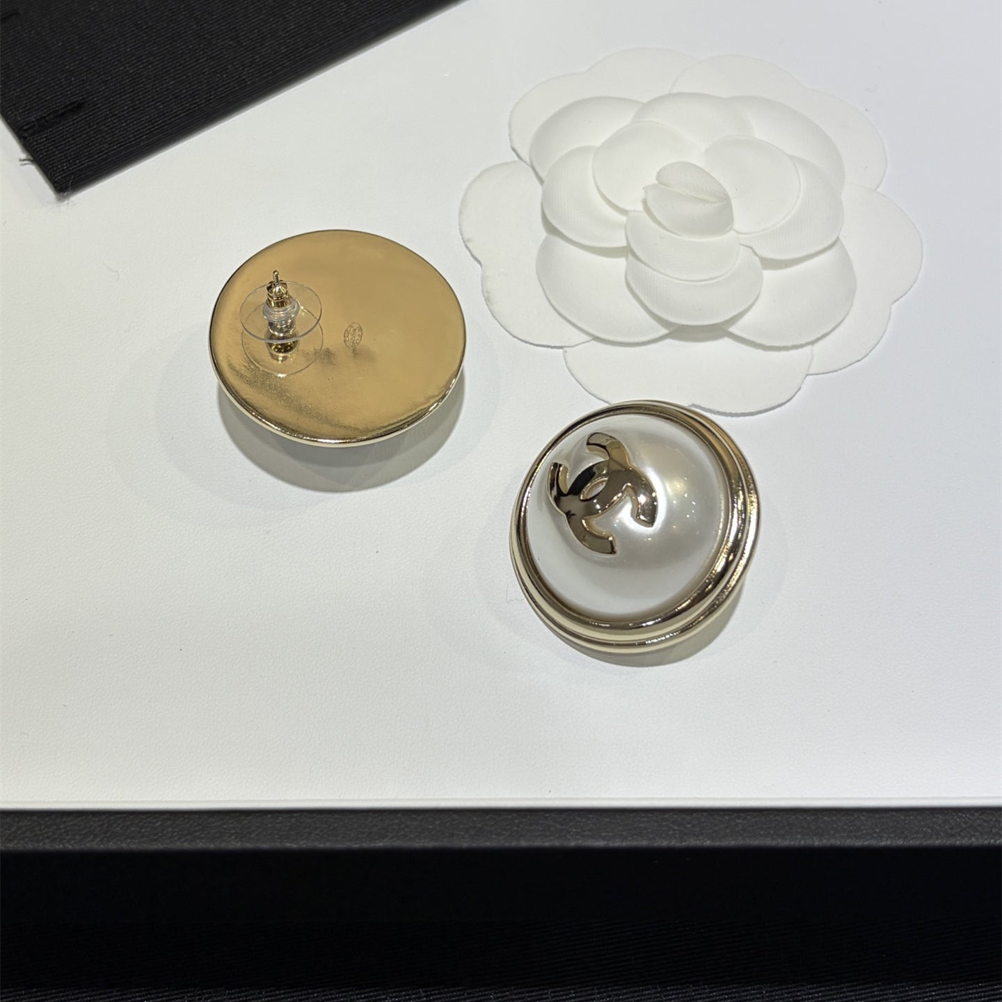 Stylish Round Pearl CC Earrings