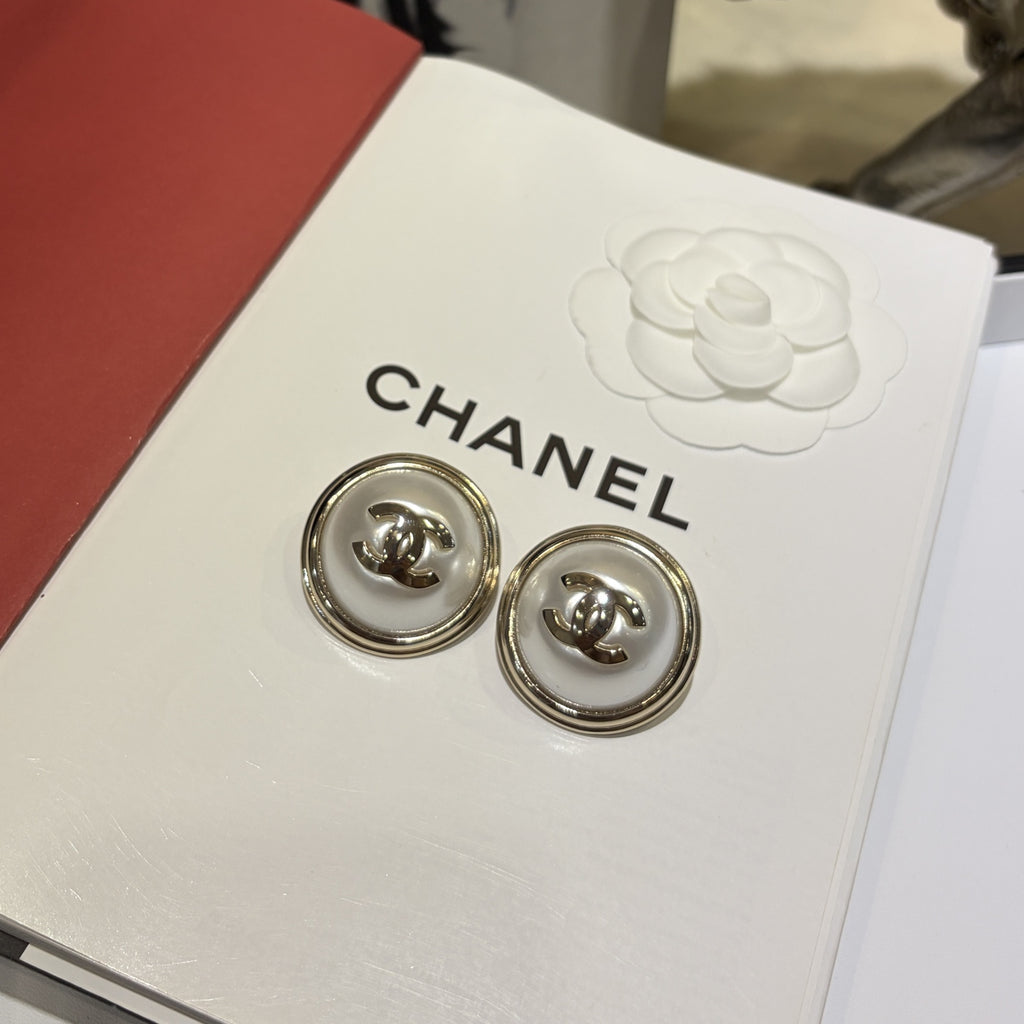 Stylish Round Pearl CC Earrings