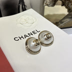 Stylish Round Pearl CC Earrings