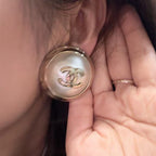 Stylish Round Pearl CC Earrings