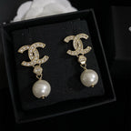 Stylish CC Pearl Pendant Earrings