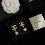 Stylish CC Pearl Pendant Earrings