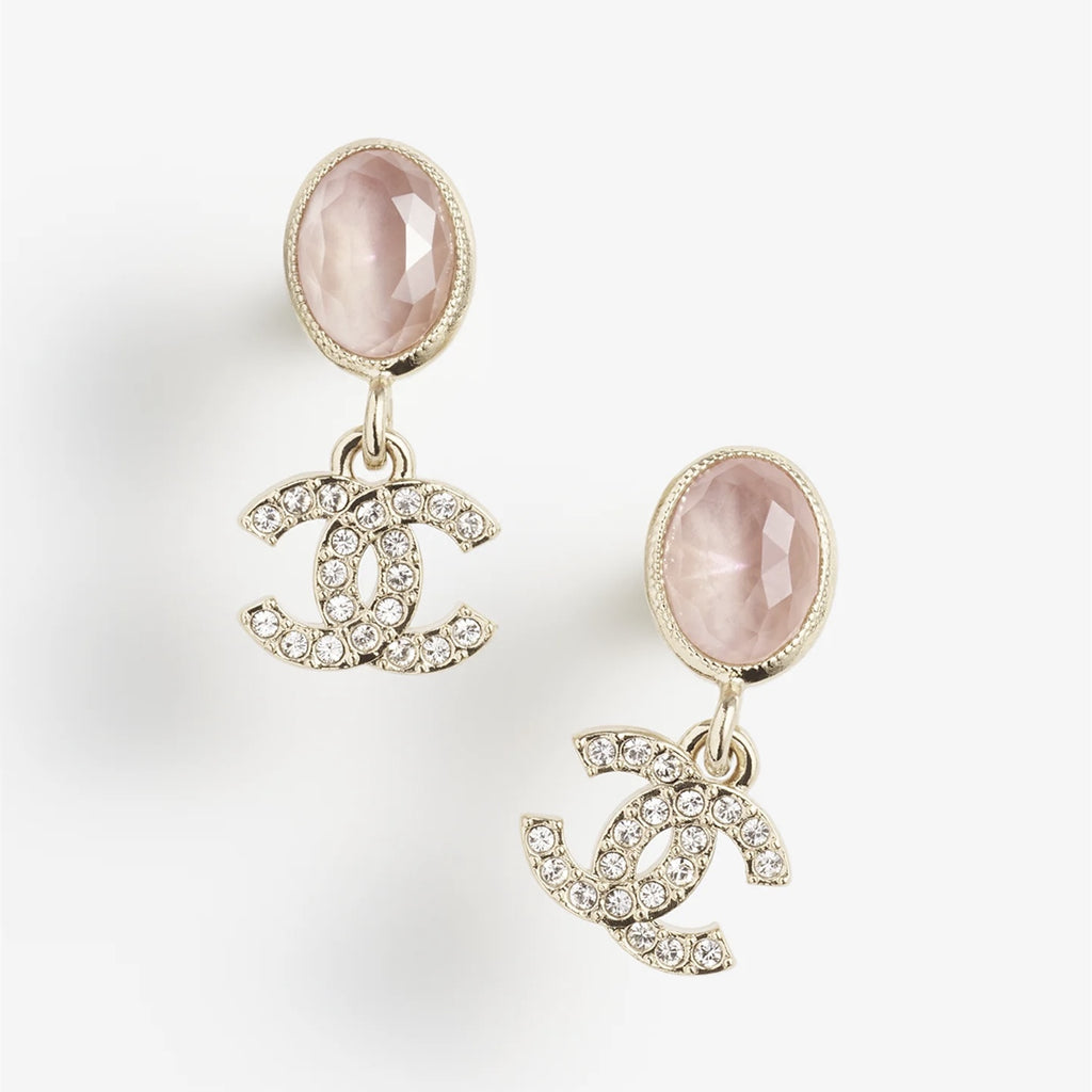 Stylish CC Rhinestone Pendant Earrings