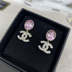 Stylish CC Rhinestone Pendant Earrings