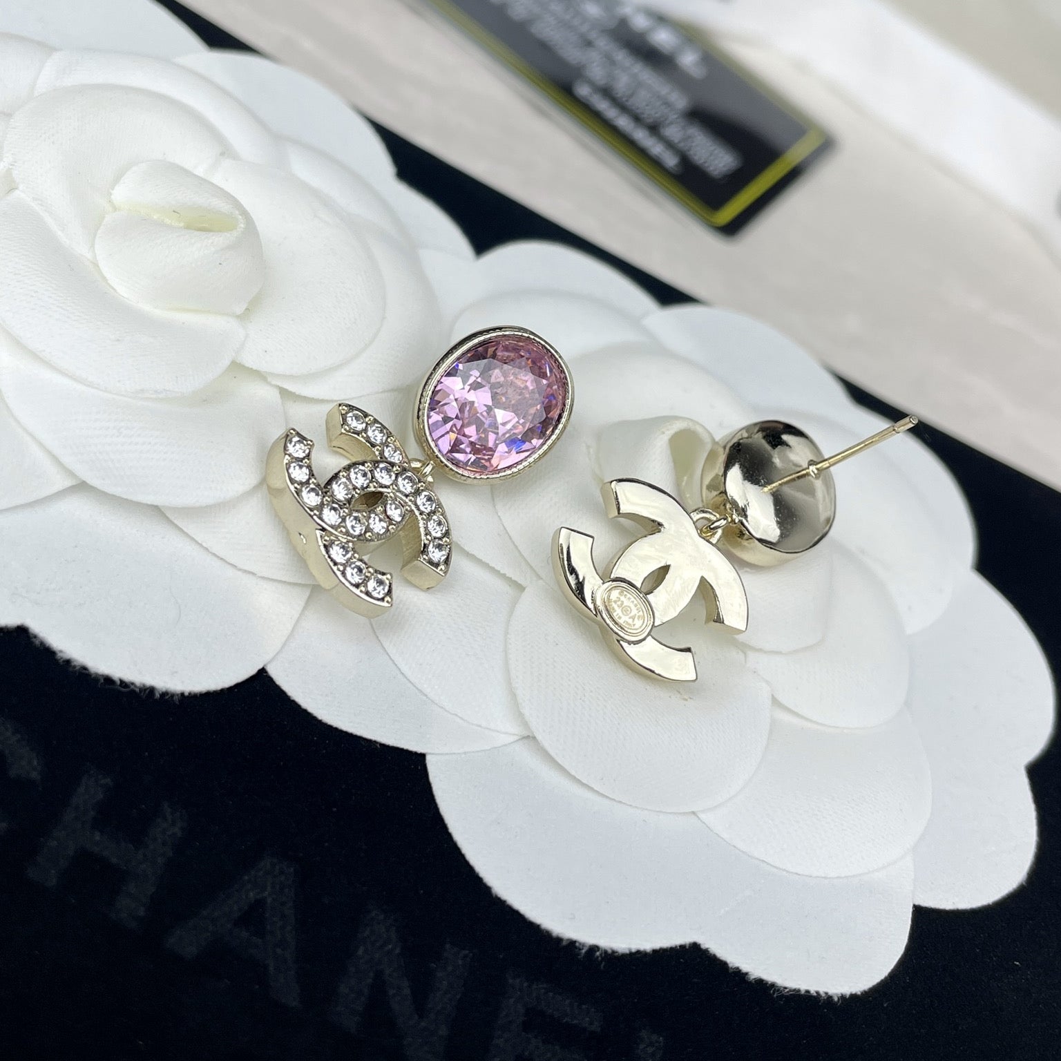 Stylish CC Rhinestone Pendant Earrings