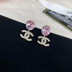 Stylish CC Rhinestone Pendant Earrings