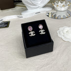 Stylish CC Rhinestone Pendant Earrings