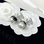 Stylish CC Pearl Pendant Earrings