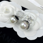 Stylish CC Pearl Pendant Earrings