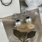 Stylish CC Pearl Pendant Earrings