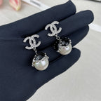 Stylish CC Pearl Pendant Earrings