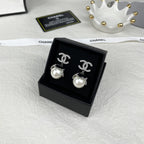 Stylish CC Pearl Pendant Earrings