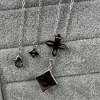 Four-leaf clover rhinestone pendant necklace