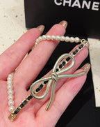 CC Fashion Pearl &amp; Bow Pendant Necklace