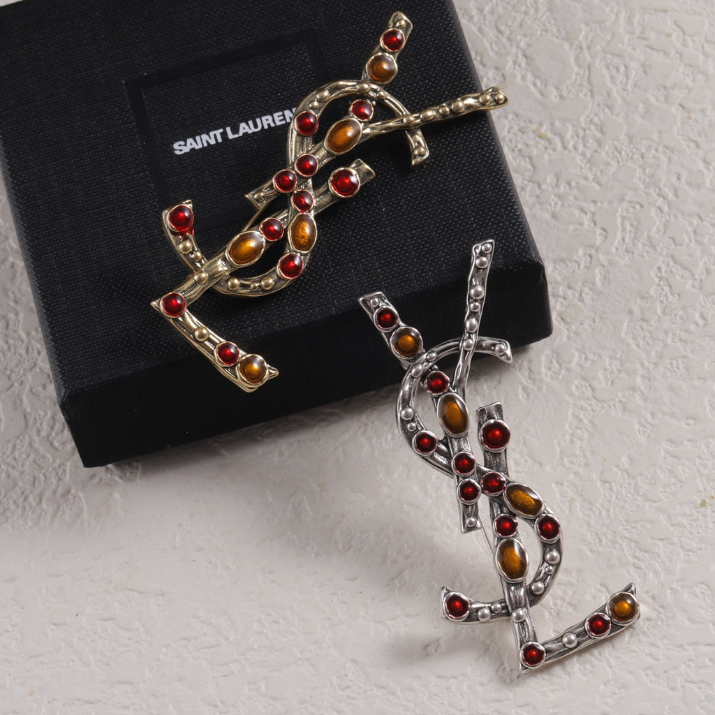 YSL Rhinestone Brooch