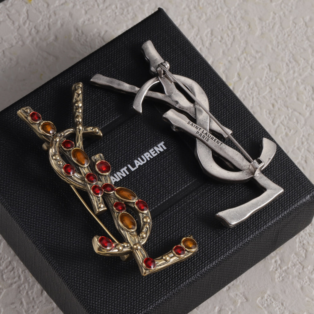 YSL Rhinestone Brooch