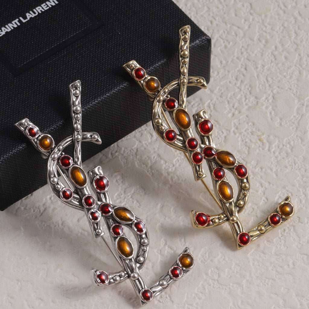 YSL Rhinestone Brooch