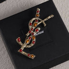 YSL Rhinestone Brooch
