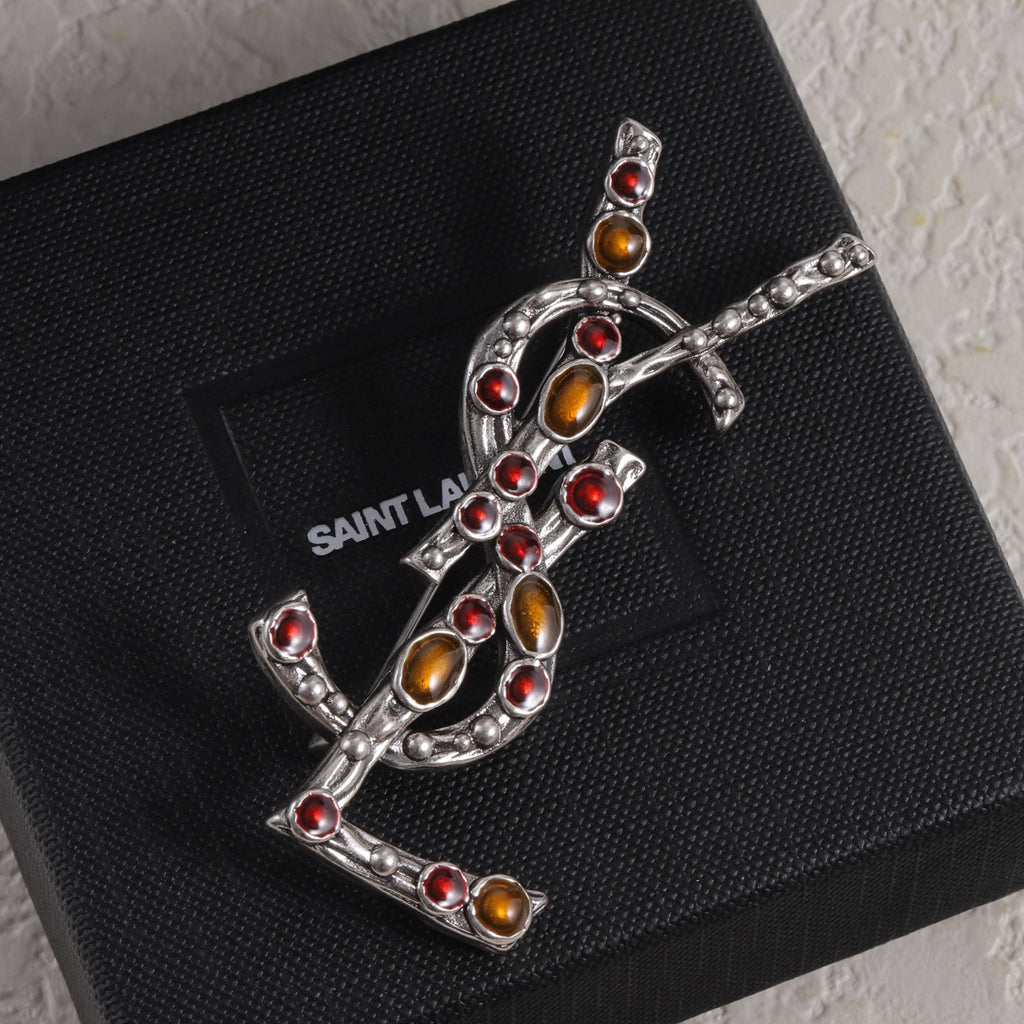 YSL Rhinestone Brooch