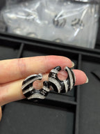 Stylish Black &amp; White Zebra-Print Rhinestone Hoop Earrings
