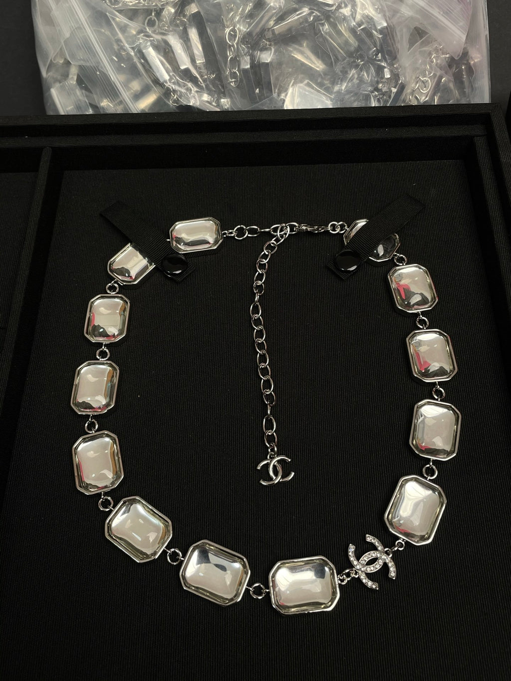 Stylish CC Geometric Square Transparent Resin Necklace