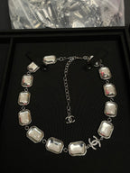 Stylish CC Geometric Square Transparent Resin Necklace