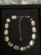 Stylish CC Geometric Square Transparent Resin Necklace