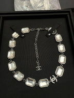 Stylish CC Geometric Square Transparent Resin Necklace