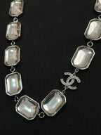 Stylish CC Geometric Square Transparent Resin Necklace