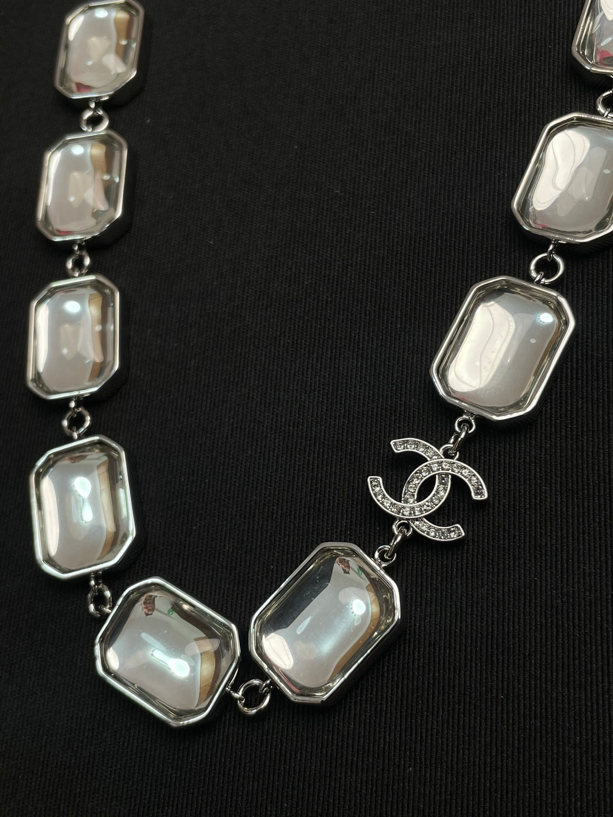 Stylish CC Geometric Square Transparent Resin Necklace