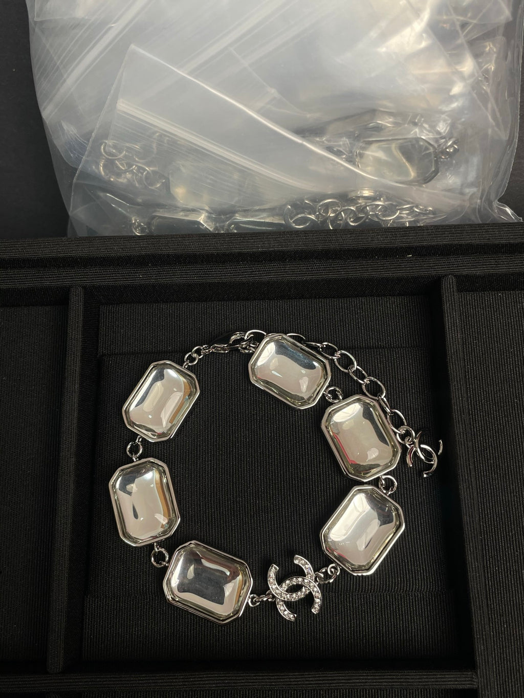 Stylish CC Geometric Square Transparent Resin Bracelet