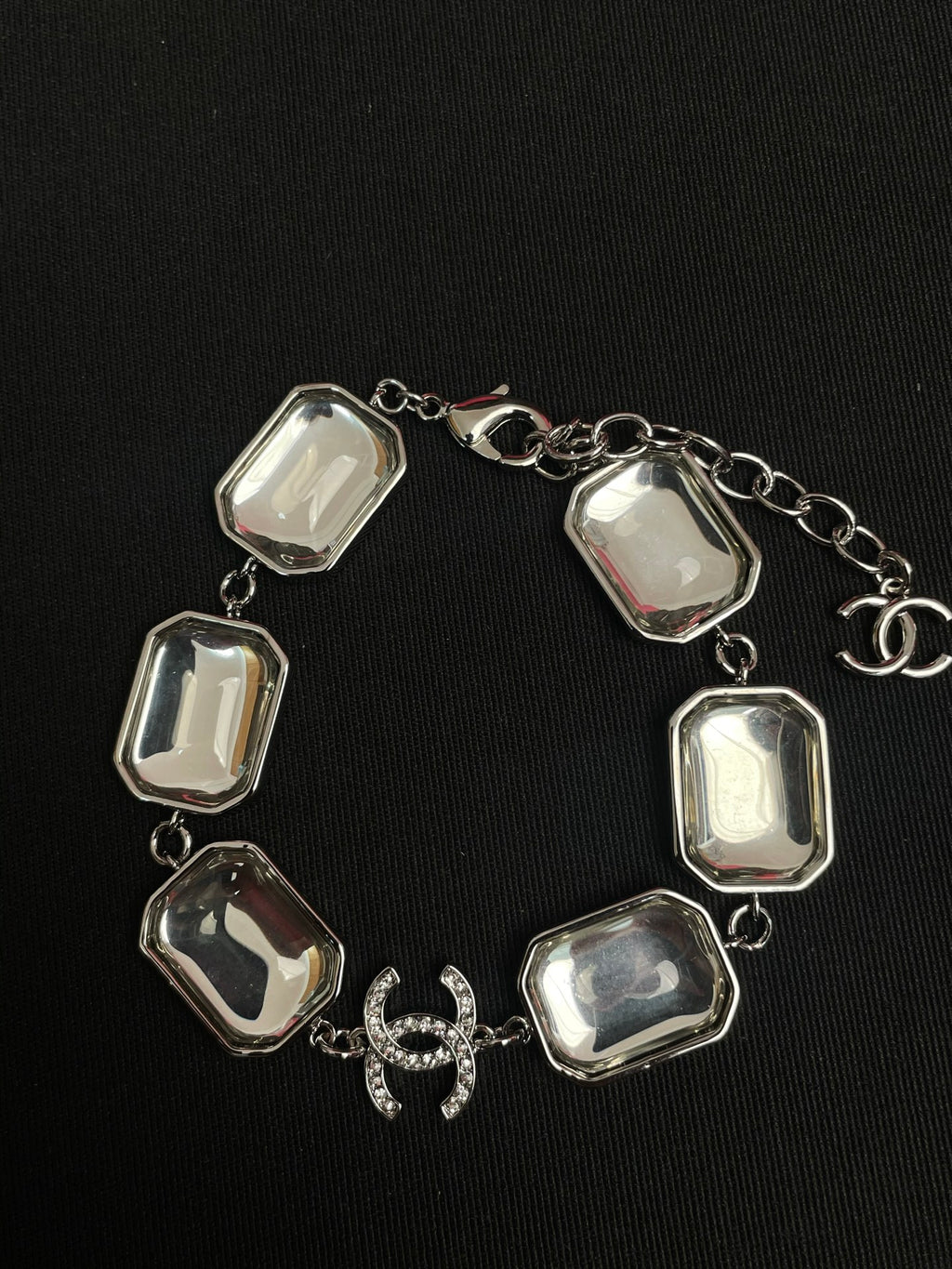 Stylish CC Geometric Square Transparent Resin Bracelet